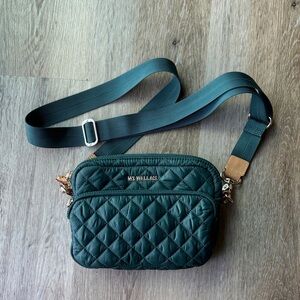 MZ Wallace Small Metro Camera Quilted Crossbody Bag Emerald Green